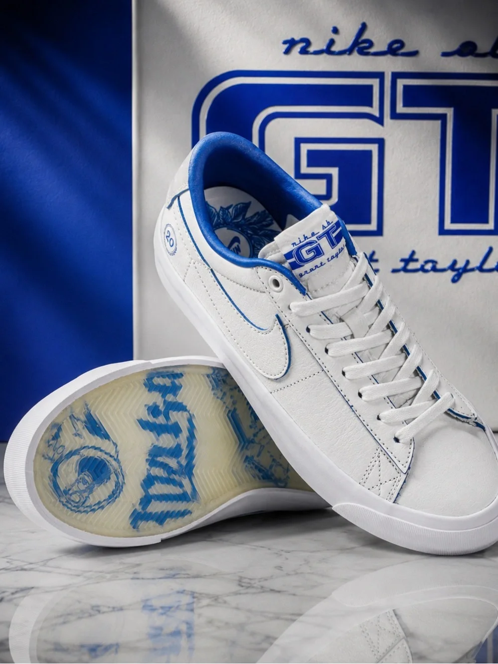 Nike GT Low Skate Sneakers in White and Blue Sz 8